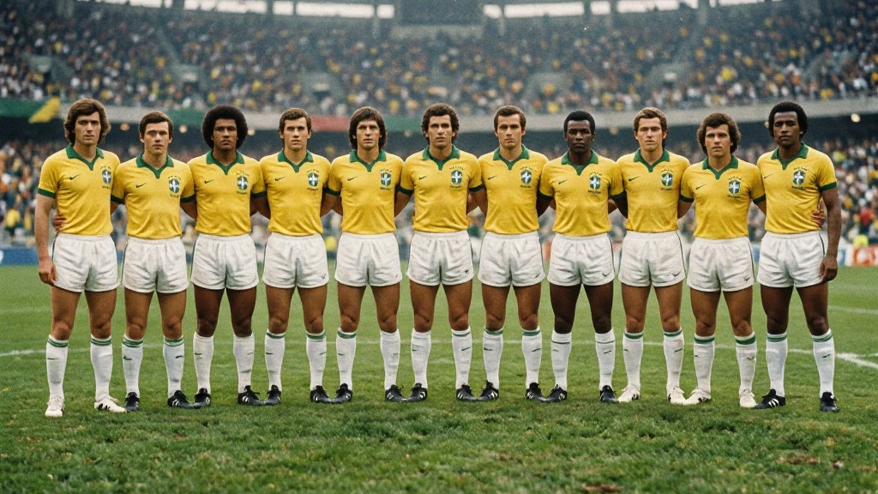 Brazil 1970 squad lined up before the World Cup final in Mexico